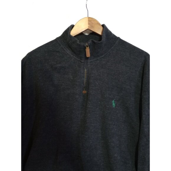 Polo Ralph Lauren 1/4 Zip Sweater Men’s XL Gray Embroidered Green Pony - Picture 8 of 12
